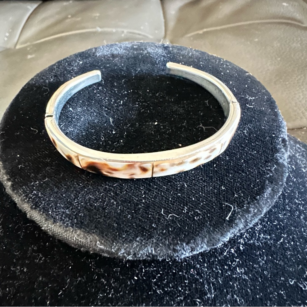 Shell Silver Tone Metal Cuff Bracelet - image 2